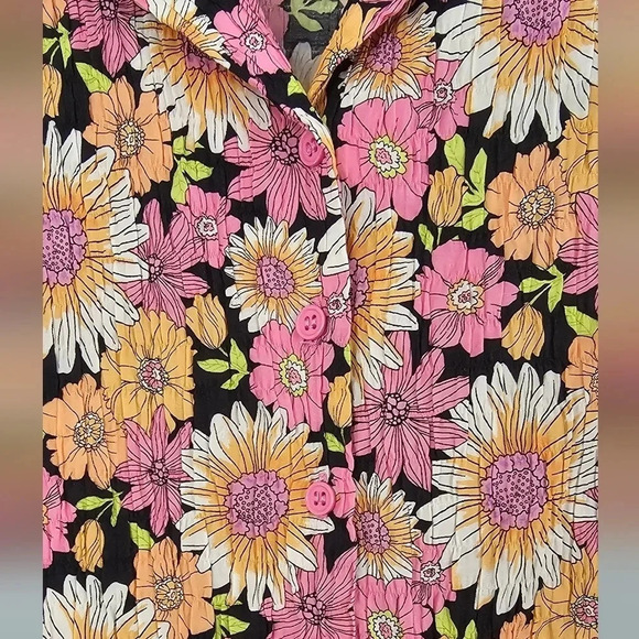 Pleated Floral Print Shirt size M - Picture 3 of 8